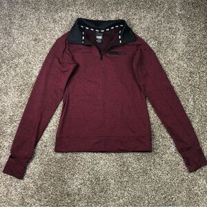PINK Victoria’s Secret Women’s Burgundy Quarter Zip Long Sleeve Jacket Size XS